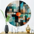 thumbnail image 2 of Designart "Orange Geometric Odyssey I" Modern Geometric Metal Round Wall Art Prints, 2 of 5