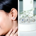 thumbnail image 3 of Rosec Jewels Lab Grown Blue Sapphire Snowflake Earrings with Moissanite - AAAA Quality Certified - Ready to Gift for Christmas, 18K White Gold, 3 of 7