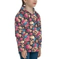 thumbnail image 3 of Lsque Skull Blue Flower Patten Youth Hoodie Sweatshirt Pullover with Kangaroo Pocket Boys and Girls Hoodie Warm Hoodie for Kids-Medium, 3 of 6