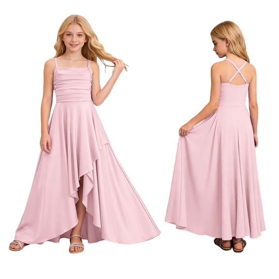 Dresses for Kids Girls Sleeveless Layered Ruffle Flared Swing Dress Girl Graduation Dress 6-7 Years
