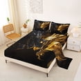 thumbnail image 2 of Feelyou Black Gold Dragons Queen Sheet Sets for Men Women Kids, Mystic Flame Wildlife Bed Set, Black Gold, 4 Pieces, 2 of 5