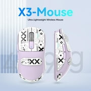 ATTACK SHARK X3 Lightweight Wireless Gaming Mouse with Anti Slip Mouse Grip Tape, Self Adhesive Design Elastics Refined Side Grips Sticker Sweat Resistant Pads/Anti Sweat Paste, Cut to Fit (Purple)