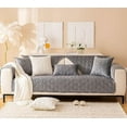 thumbnail image 2 of XmhyTop Super Soft Velvet Quilted Sofa Couch Covers Non-Slip Sectional Couch Cover Leaf Pattern Plush Sofa Slipcover Furniture Protector for Pets Kids Children Dog Cat (Grey B,36"x70"), 2 of 5