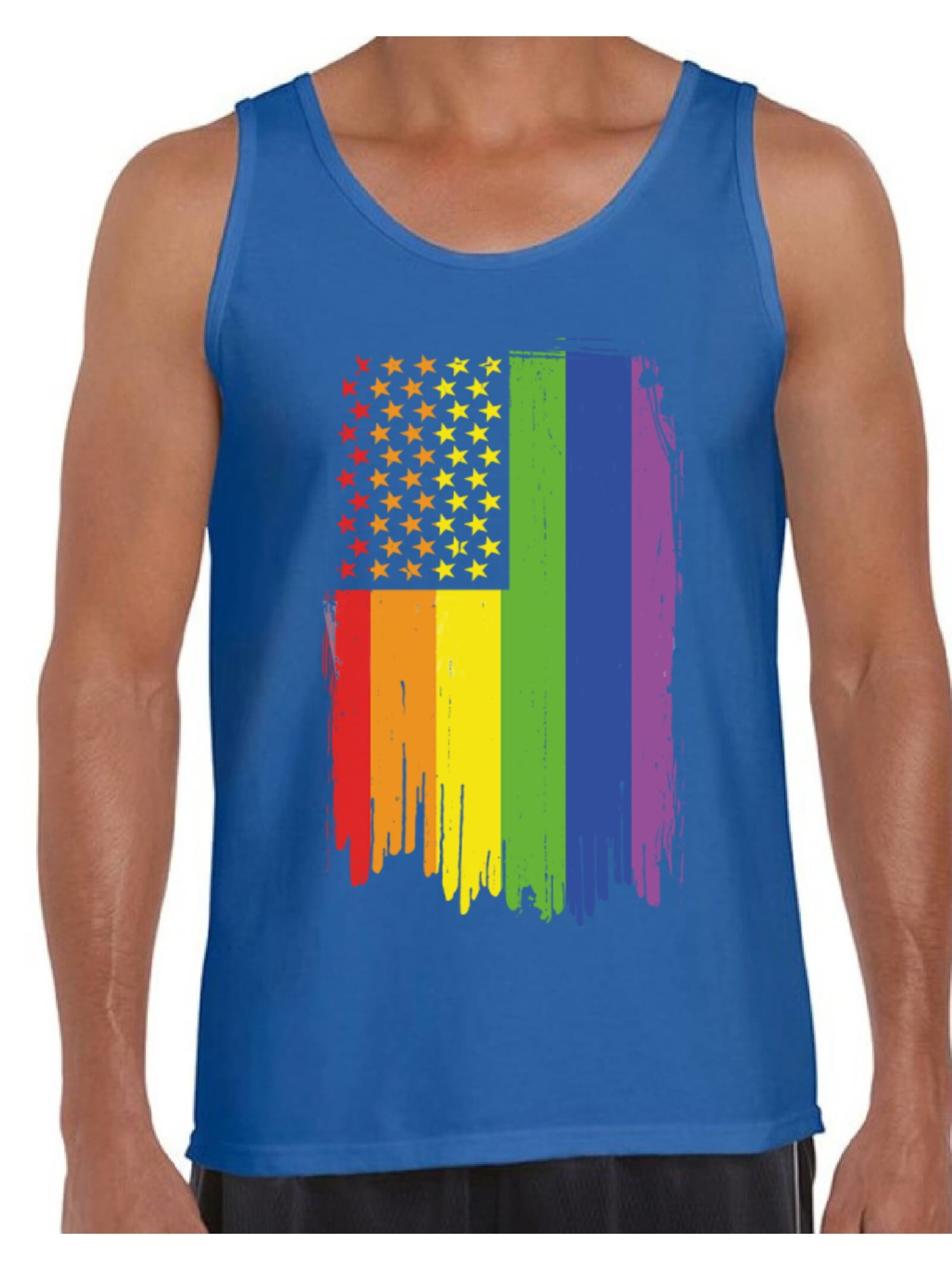 Awkward Styles Awkward Styles Rainbow American Flag Mens Tank Tops