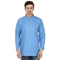 thumbnail image 1 of Robe en Coton Brodée Homme Kurta Courte Chemise Mode Inde Vêtements (Bleu, m), 1 of 5
