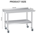 thumbnail image 3 of Stainless Steel Table for Prep & Work, Commercial Heavy Duty Table with Adjustable Undershelf, Backsplash and 4 Caster Wheels for Restaurant, Home and Hotel, 3 of 8