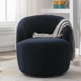 thumbnail image 2 of Hassch Contemporary Teddy Upholstered Swivel Accent Chair, Cozy Barrel Armchair with Foam Cushion and Sturdy Metal Base, Easy Assembly, Dark Blue, 2 of 7