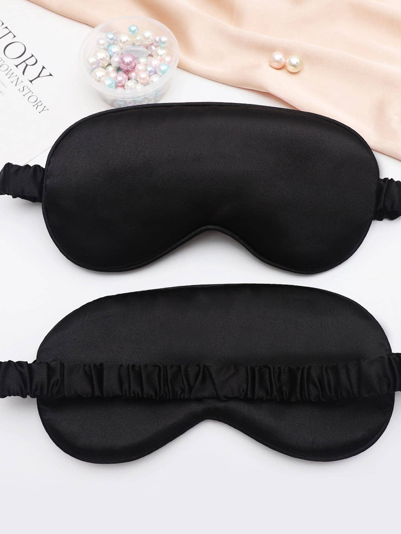 Blackout Sleep Eye Mask Satin Like Cooling Comfortable Relieve Fatigue Nap Sleep Back To School Supplies-Pink10 Pieces