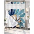 thumbnail image 4 of Navy Blue Teal Coastal No Hook Shower Curtain Waterproof,Bathroom Curtains with Snap in Liners and See Through Top Window,Abstract Art Nautical Ocean Conch Hotel Bathtub Curtains Shower 72"Wx72"L, 4 of 8