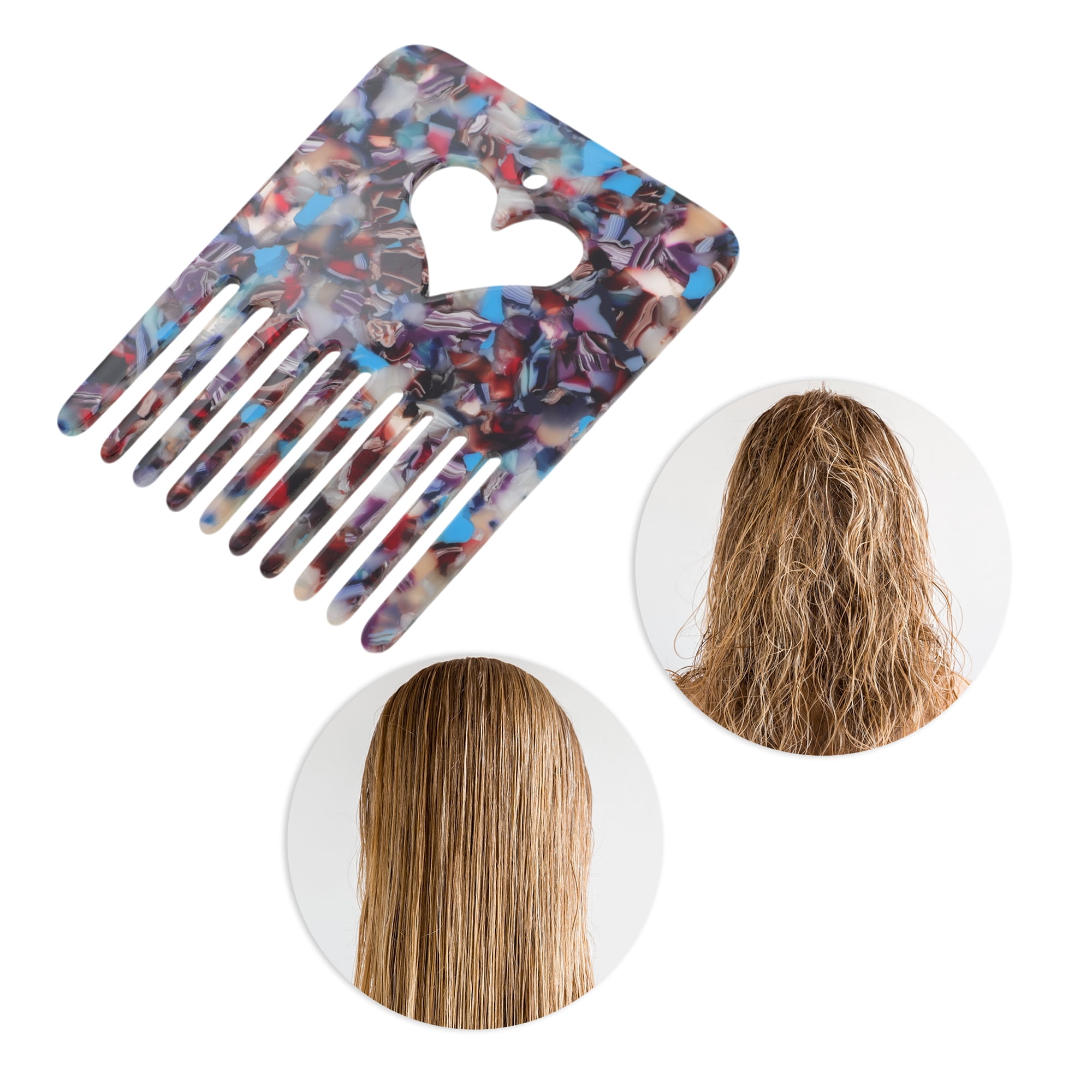 Unique Bargains 1 Pc Portable Heart Shaped Hair Insert Comb for All Hair Types Blue