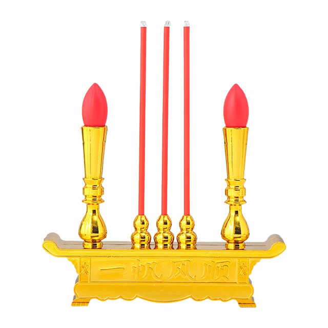 Simulación incensario quemador candelabro, adorno tradicional eléctrico sin llama, antiguo incensario budista quemador para festival, de ado Dorado