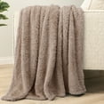 thumbnail image 6 of PAVILIA Sherpa Throw Blanket For Couch Sofa, Taupe Tan Fluffy Warm Plush Blanket for Bed, Cozy Super Soft Lightweight Throw, Fuzzy Decorative Blanket, All Season Home, 50x60, 6 of 9