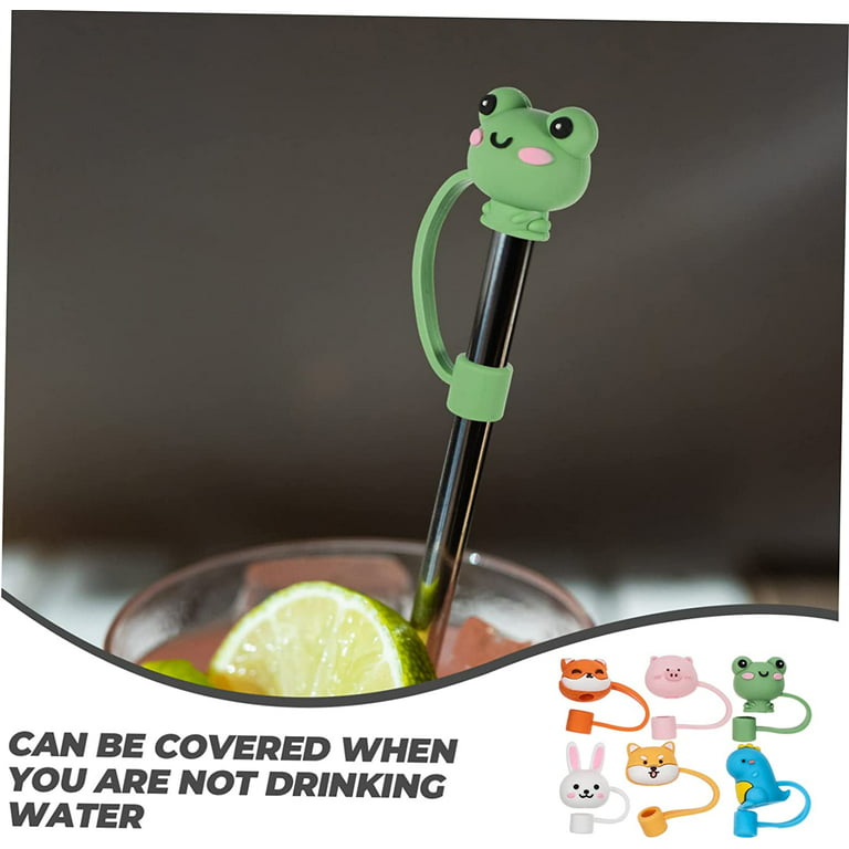 Silicone Cat Straw Cover - 10 Pack Adjustable Cute Reusable Kitten Drinking  Straw Caps Charms Pen Accessories for Pencil Straw Home Kitchen