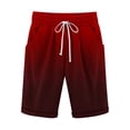 thumbnail image 4 of Sakmal Mens Shorts Bermuda Knee Length Cotton Linen Elastic Waist Summer 9 Inch Solid Red Shorts for Men 5XL, 4 of 5