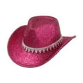 thumbnail image 3 of Segolike Western Cowboy Hat Retro Cowgirl Hat for Role Playing Festival Pink Red, 3 of 8