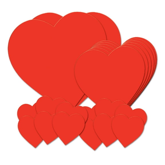 Club Pack of 240 Red Valentine Heart Cutout Decorations 12"