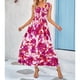 thumbnail image 1 of Vestido largo fruncido, vestido largo fruncido Vestido largo estampado Vestido largo femenino Aspecto llamativo, 1 of 9