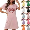 thumbnail image 3 of WREESH Womens Nightgown Valentine's Day Pajamas Heart Print Short Sleepshirts Cozy and Soft Nightshirts Black, 3 of 3