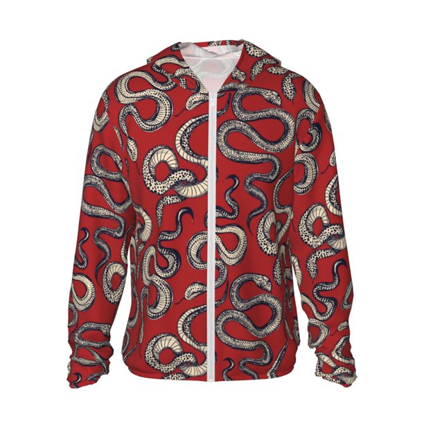 Fotbe Snake Chaqueta con Protección Solar UPF 50+ para Hombre y Mujer, Camisa con Capucha y Bolsillos-Small