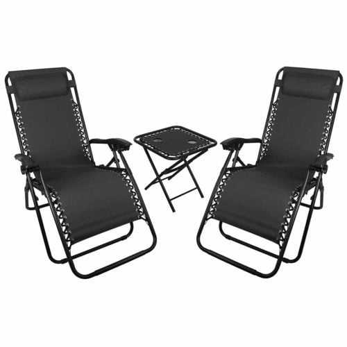 WFS Zero Gravity Chair & Table Combo Black