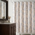 thumbnail image 5 of REGALWOVEN Faux Linen Shower Curtain, Leaf Print Bath Shower Curtain Sets with Hooks Blue 71"W x 71"L, 5 of 5