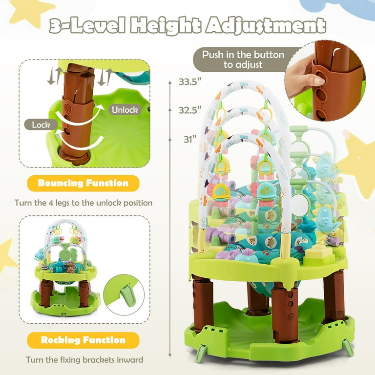 Costway Foldable Bouncer Jumper 3 in 1 Baby Activity Center Toddler Bouncy Saucer w 3 Position Walmart
