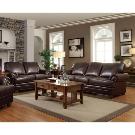 Coaster Colton 2 Piece Leather Sofa Set In Brown Coaster Colton 2 Piece Leather Sofa Set In Brown