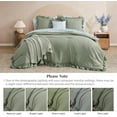 thumbnail image 6 of Full Comforter Set - 7 Pieces Ruffle Sage Green Bedding Sets, Shabby Chic Farmhouse Bed in a Bag Full with Ruffle Comforter, Floral Sheets, Pillowcases & Shams, 6 of 7