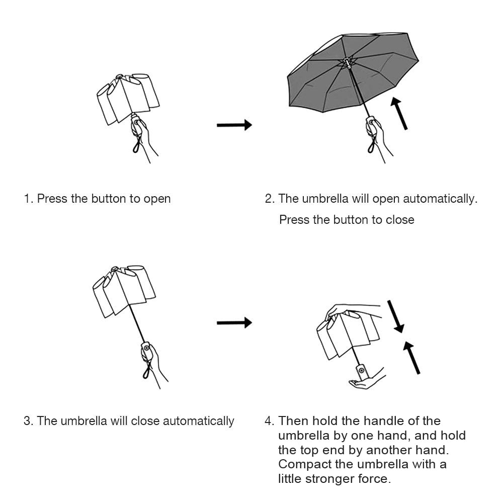 SUNENAT Classical Black and White Houndstooth Checkered Pattern Polyester Pongee Automatic Travel Umbrella, Windproof Compact Automatic Folding UV and Rain Umbrella
