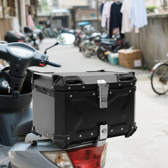 55L Universal Waterproof Motorbike Tail Box Black Motorcycle Top Case with Safety Lock