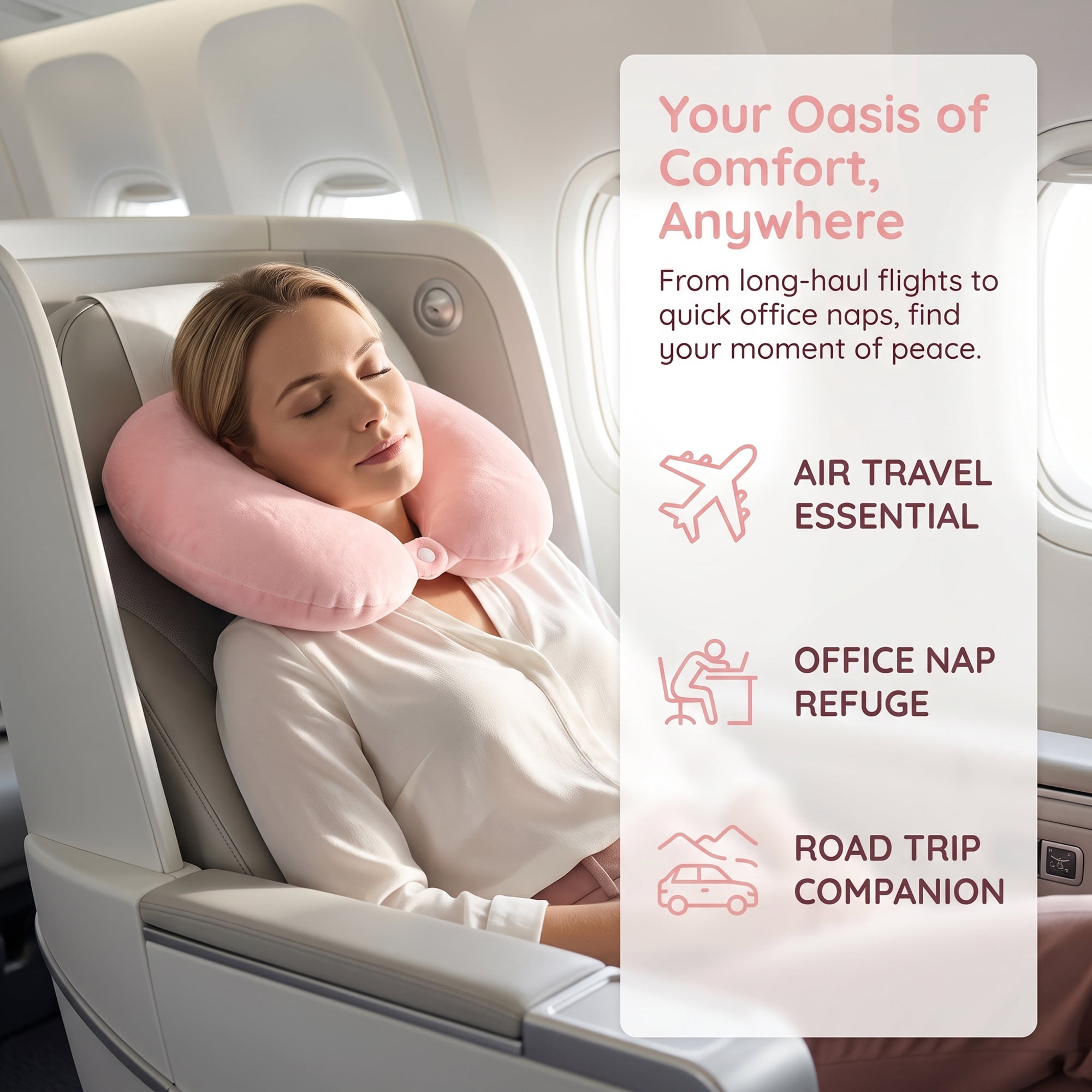 Unique Bargains PP Cotton Travel U Shape Neck Pillow for Office Naps Pink 11"x11"