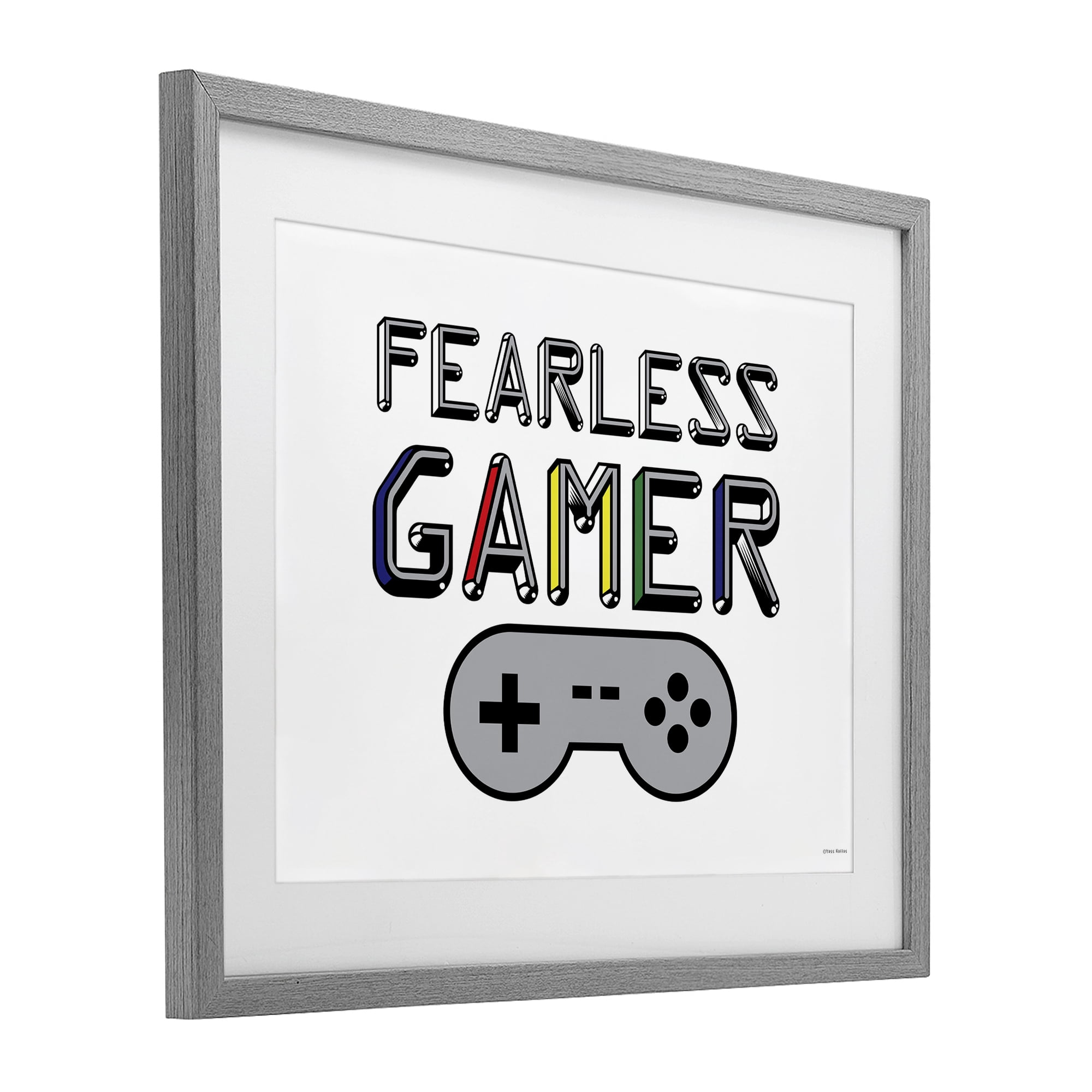 Stupell Industries Fearless Gamer Retro Gray Framed Print Under Glass, design by Yass Naffas Designs
