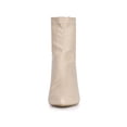 thumbnail image 6 of BLISSFUL STEP Women's Boots Pointy Toe Back Zip Block Heel Ankle Boots Beige 8, 6 of 7