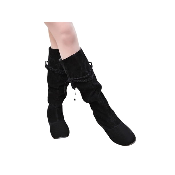 Ferndule Boos para mujer Botas altas de gamuza sintética Botas altas hasta la rodilla Botas anchas de pantorrilla
