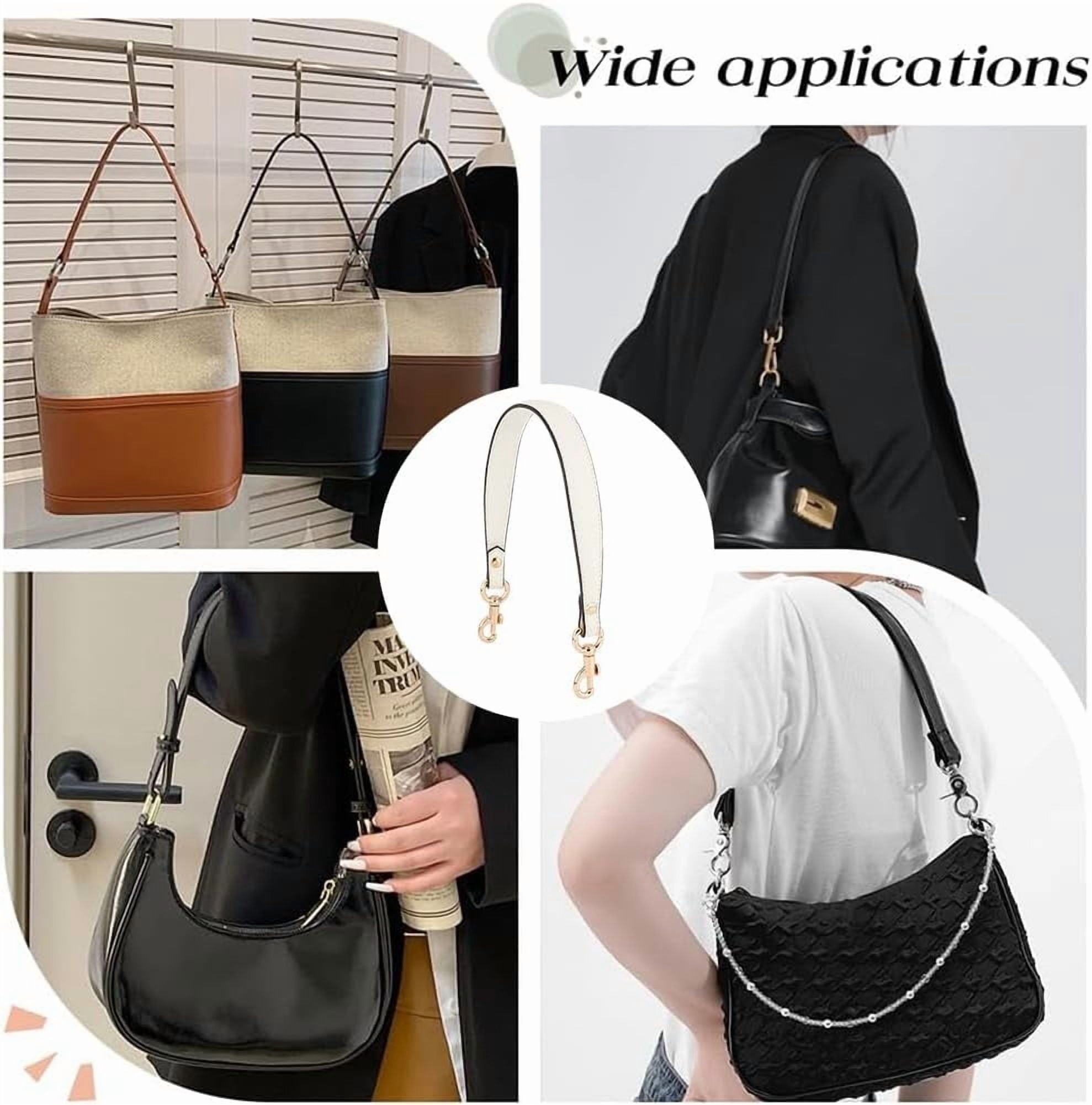 Short Bag Strap, 20.3 Inch White Imitation Leather Purse Straps 1 Inch Wide Bag Strap Replacement Purse Handbag Straps for Women Men DIY Underarm Bag Handbag, Golden Hardware