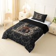 thumbnail image 2 of Castle Fairy Leopard Bow Letter B Twin Comforter Sets 3-Piece for Women,Gothic Skull Damask Bedding Set for Stylish Room,Black Reversible, 2 of 6