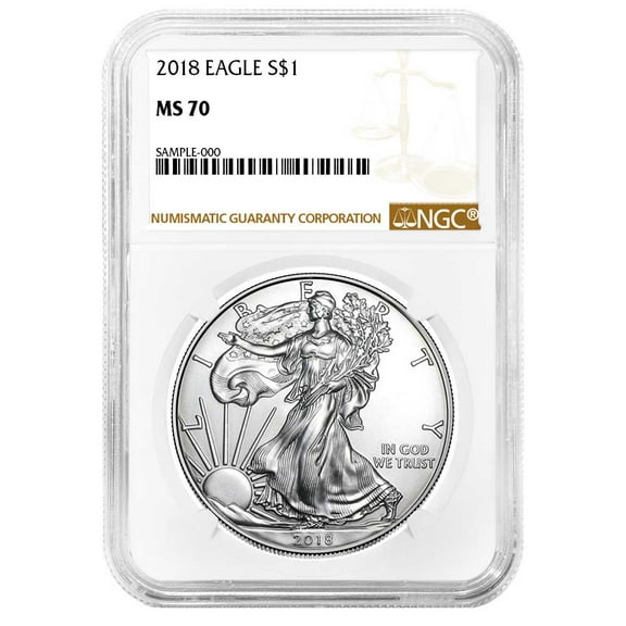 2018 $1 American Silver Eagle NGC MS70 Brown Label