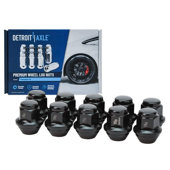 Detroit Axle - 12x1.5 Black Wheel Lug Nuts Replacement for Ford Fusion Lincoln MKZ - 10pc Set