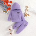 thumbnail image 2 of Odeerbi Infant Girls Fall Winter Outfits Cotton Sweatsuits Cute Tracksuit Fashion Casual Printed Long Sleeve Hoodies Sweatpants Set Infant Clothes Purple, 2 of 4