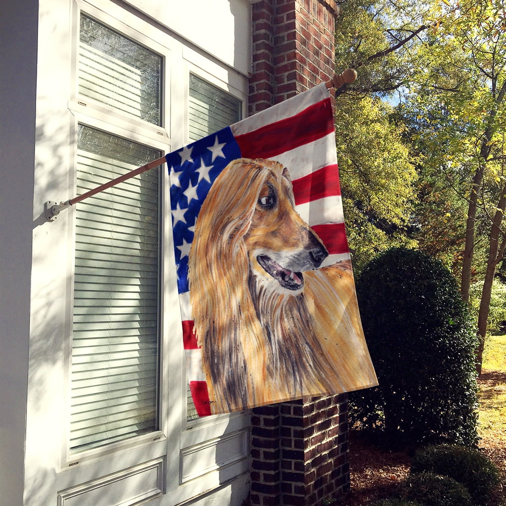 Afghan Hound USA Patriotic American Flag Flag Canvas House Size