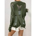 thumbnail image 6 of Women'S Hollow Out Crochet Sweaters Top Long Sleeve Ripped Knit Top Gothic Clothes Concert Outfits Green M, 6 of 9