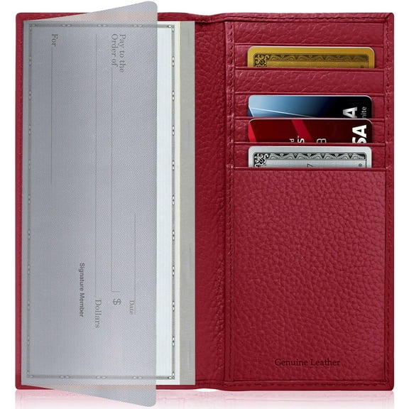 Genuine Leather Checkbook Cover For Men And Women - Checkbook Holder For Duplicate Checks With Card Holder Wallet RFID Blocking Gifts For Women & Men