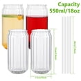thumbnail image 2 of 4 Pcs Glass Cups 550ml Drinking Glass Tumbler with Glass Straws Cup Brush Vintage Ribbed Drinking Glass Cup Temperature Resistant Glass Cup Dishwasher Safe for Home Coffee, 2 of 9