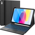 thumbnail image 1 of CHESONA For iPad 10th Generation Case with Keyboard (10.9", 2022), 7 Color Backlight, Multi-Touch Trackpad, Flip Stand Case with Pencil Holder, 2 Bluetooth Channels for iPad 10th, 1 of 9