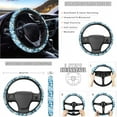 thumbnail image 3 of Jeiento Blue Hibiscus Flowers Car Seat Cover with Steering Wheel Cover Seat Belt Strap Pad Handbrake Gear Shift Knob Cover Rubbish Bin Armrest Cover Auto Rearview Mirror Cover Coasters 14 PCS, 3 of 7