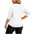 thumbnail image 4 of Mifsaly Plus Size Blouses for Women 3/4 Sleeve Square Neck Cotton Tops Button Decoration Lightweight Breathable Oversized Tshirts Summer Casual Work Office Outfits L, 4 of 7