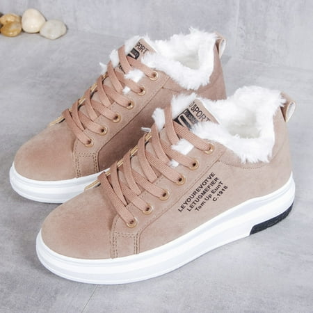 

Women Warming Boots Casual Lace-up Ankle Shoes Outdoor Anti-Slip Booties Winter New