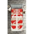thumbnail image 2 of Ambesonne Anchor Quilted Coverlet 2 Pcs, Stripes Nautical, Twin Size, Vermilion Cream, 2 of 2