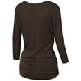 thumbnail image 2 of Made by Johnny Women's Boat Neck 3/4 Sleeve Draped Dolman Top with Side Shirring Premium Shirt XXXXXL BROWN, 2 of 6