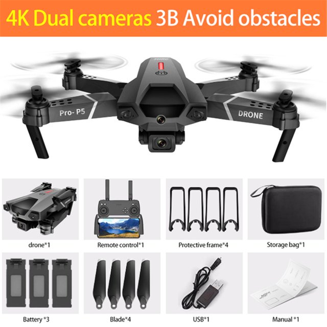 P5 Drone 4K C谩mara Dual Fotograf铆a A茅rea Profesional Evitaci贸n De Obst谩culos Por Infrarrojos Quadcopter Rc Helic贸ptero De Juguete Muyoka Hogar